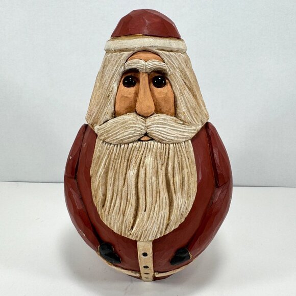 Vintage Wood Carved Santa Figure Jack Ashenfelter Signed 1989 Folk Art Primitive - Picture 1 of 11